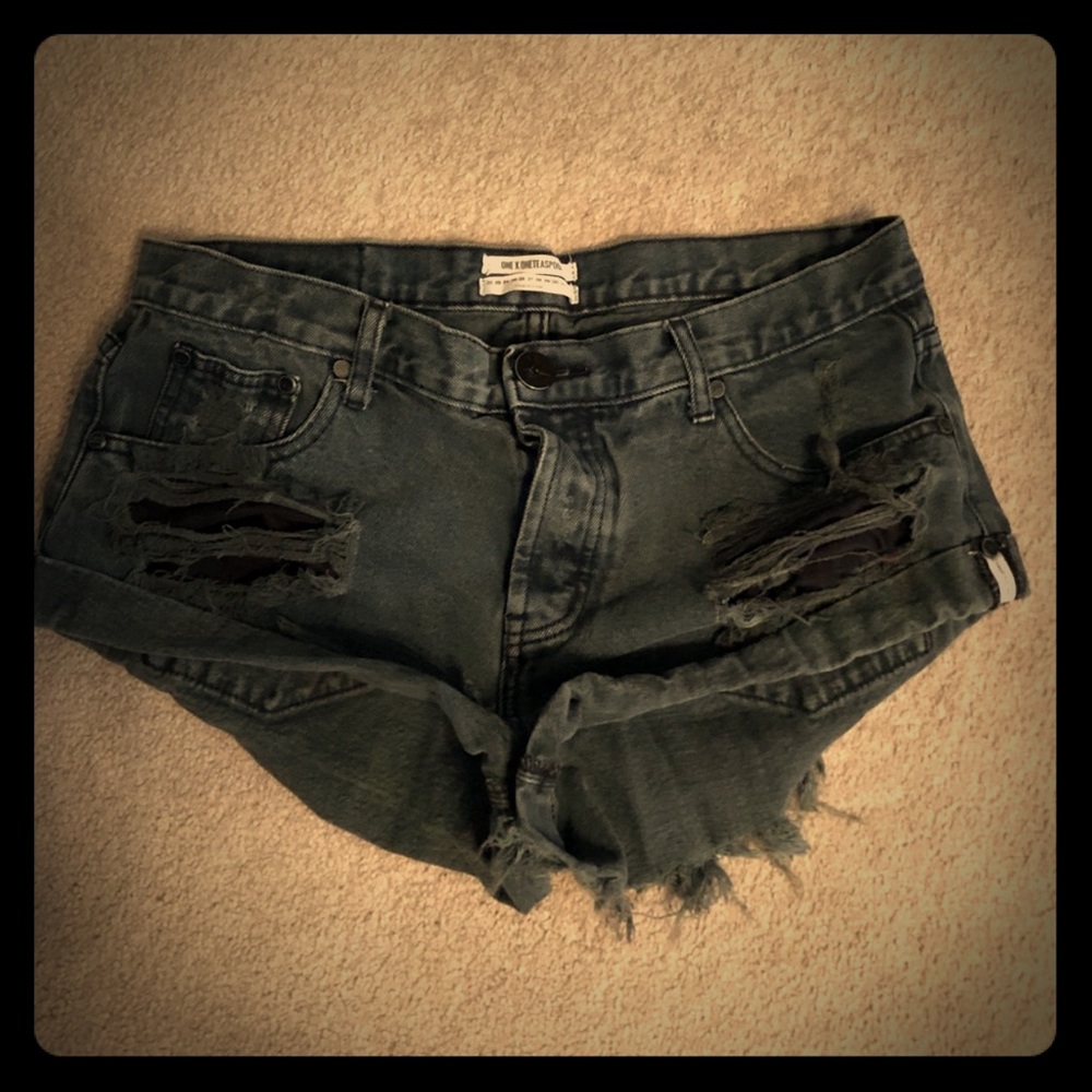 Black jean shorts